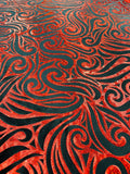 Holographic Foil Tribal Flame Design On A Stretch Velvet  Fabric. By The Yard