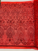 DIAMOND GEOMETRIC SEQUIN ON A STRETCH MESH FABRIC ( By The Yard)