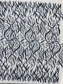 JEWEL VINE BEADED LACE ON MESH FABRIC (By The Yard)