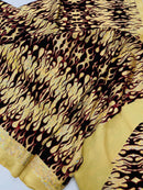 Hot Rod Tricot Holographic 4 Way Spandex With Black Flocking Flames And Red Glitter Fabric-