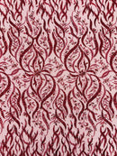 JEWEL VINE BEADED LACE ON MESH FABRIC (By The Yard)