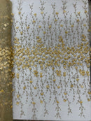 Satin 3D floral glitter sequin fabric/prom/wedding lace/costume/apparel.