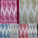 Big Glitter Damask Design On A Mesh Lace Fabric/Prom/Sold By The Yard