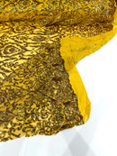KING DAMASK SEQUIN STRETCH MESH FABRIC (By The Yard)