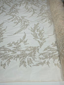 FASHION VINE BEADED LACE ON A MESH FABRIC (By The Yard)