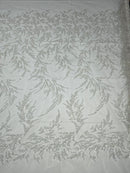 FASHION VINE BEADED LACE ON A MESH FABRIC (By The Yard)