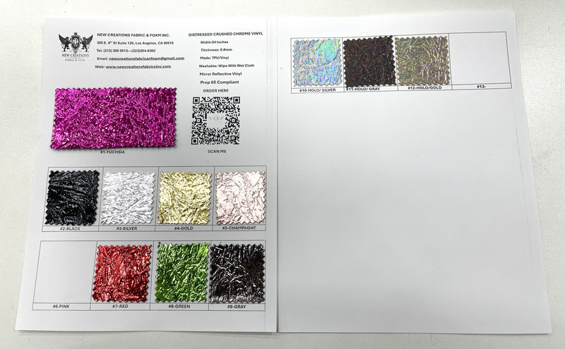 Crush Chrome Mirror Shiny Vinyl 54" Wide, Upholstery Crafting Accessories Applications.