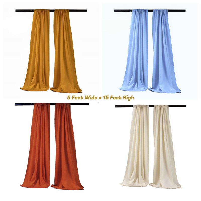 Backdrop Drape Curtain 5 Feet Wide x 15 Feet High, Polyester Poplin SEAMLESS 1 SETS.