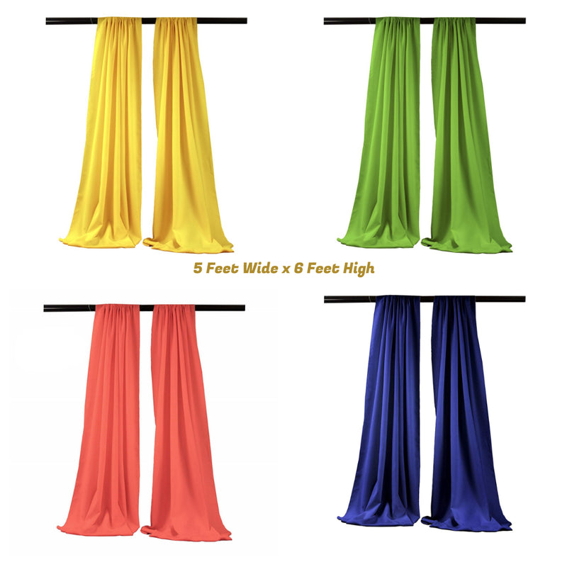 Backdrop Drape Curtain 5 Feet Wide x 6 Feet High, Polyester Poplin SEAMLESS 1 SETS.