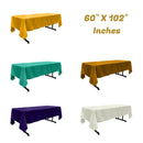 60" X 102" Rectangular Polyester Poplin Tablecloth