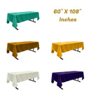 60" X 108" Rectangular Polyester Poplin Tablecloth