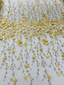 Satin 3D floral glitter sequin fabric/prom/wedding lace/costume/apparel.