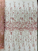 Satin 3D floral glitter sequin fabric/prom/wedding lace/costume/apparel.