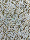 JEWEL VINE BEADED LACE ON MESH FABRIC (By The Yard)