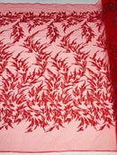 FASHION VINE BEADED LACE ON A MESH FABRIC (By The Yard)