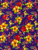 Multi Color Hawaiian Hibiscus  Floral Fabric/ 100% Cotton/45" Wide (by the yard)