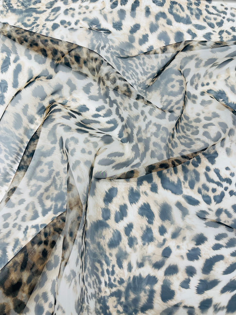 LEOPARD ANIMAL PRINT ON LIQUID ORGANZA FABRIC (By The Yard)