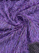 Shaggy Jacquard Faux Ostrich/Eye Lash Feathers Fringe With Metallic Thread (By The Yard)
