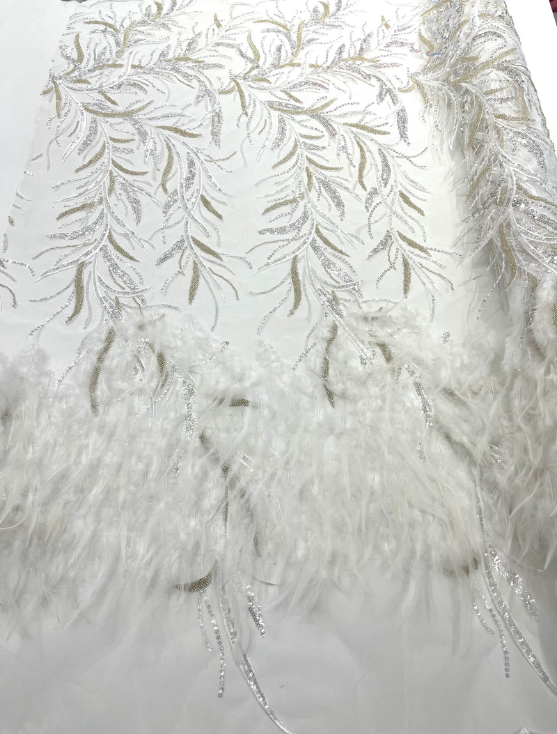 FANCY BEADED FEATHER LACE (By The Yard)