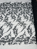 FASHION VINE BEADED LACE ON A MESH FABRIC (By The Yard)