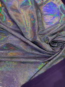 OIL SLICK IRIDESCENT FOGGY FOIL STRETCH VELVET FABRIC (By The Yard