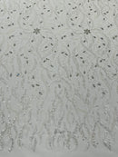 JEWEL VINE BEADED LACE ON MESH FABRIC (By The Yard)