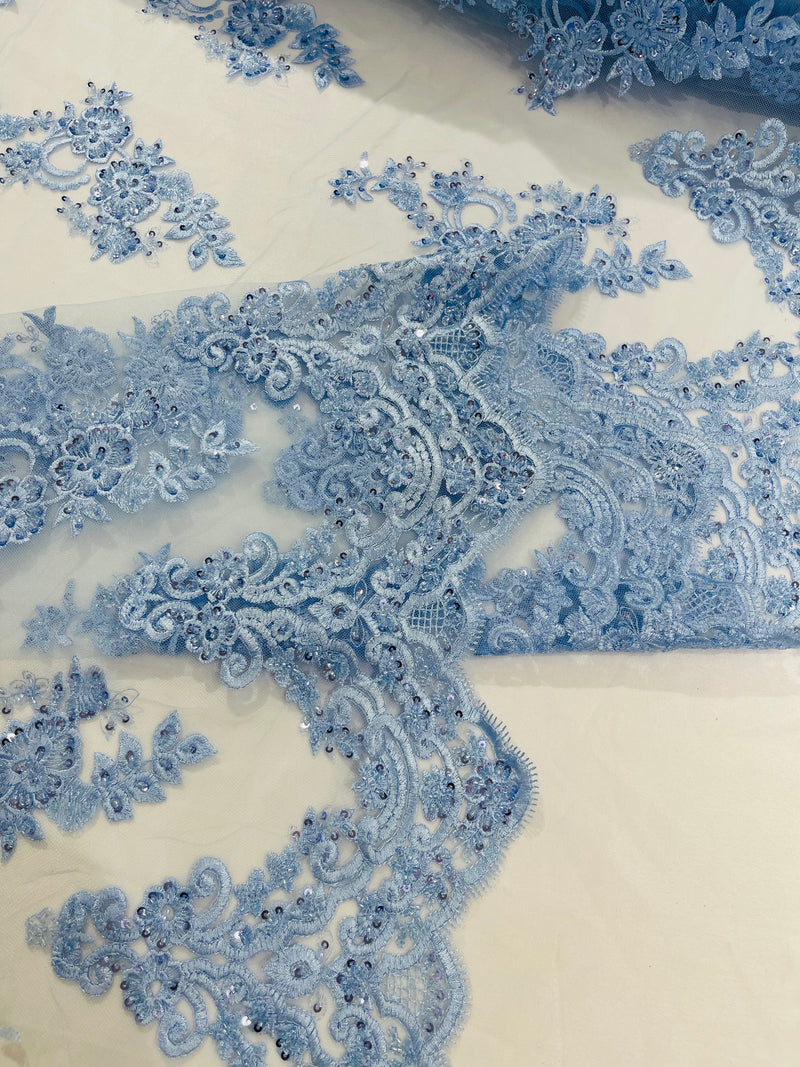 ELEGANT BEADED FLORAL LACE (By The Yard)