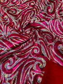 FOIL FLAME SPANDEX FABRIC (by the yard)