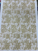 3D Full Roses Chunky Glitter Design On A Mesh Lace Fabric/Prom.