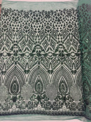 DIAMOND GEOMETRIC SEQUIN ON A STRETCH MESH FABRIC ( By The Yard)