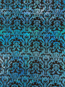 HOLOGRAPHIC DAMASK NYLON SPANDEX FABRIC (By The Yard)