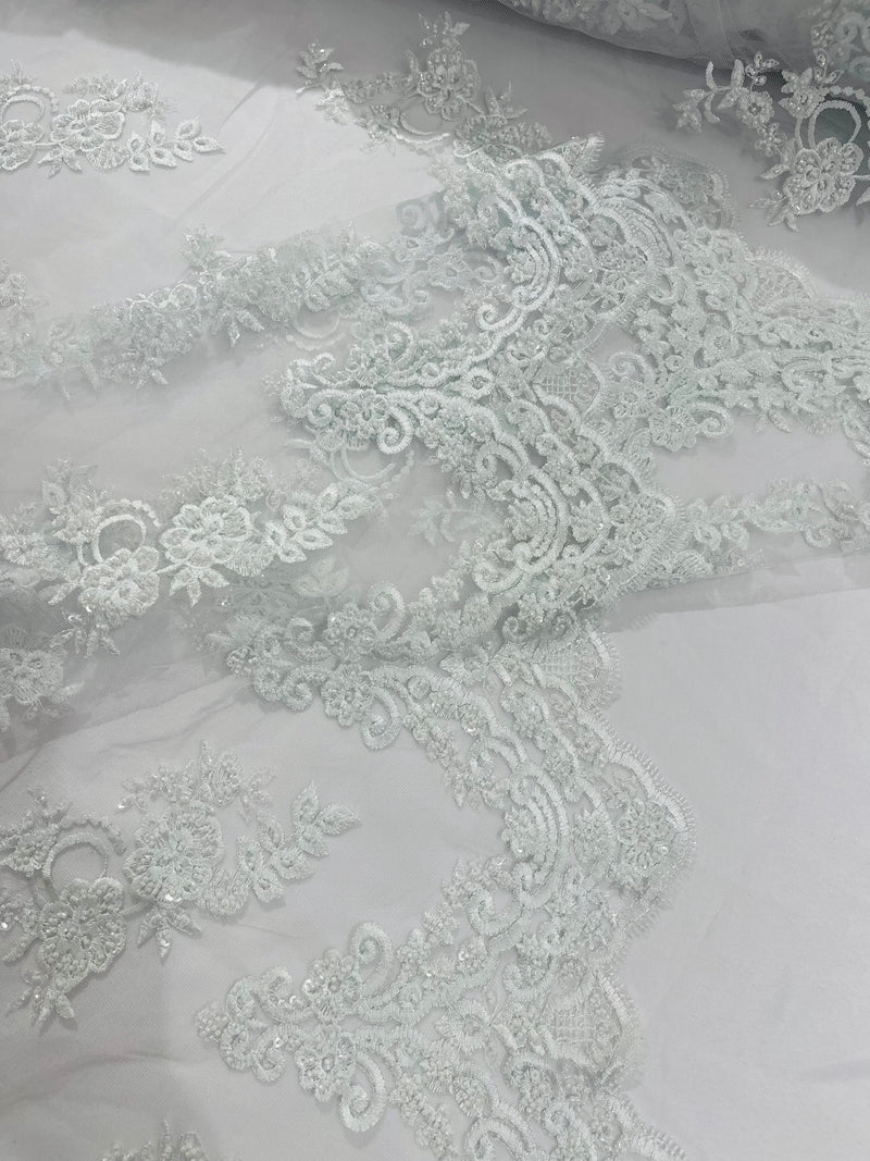 ELEGANT BEADED FLORAL LACE (By The Yard)