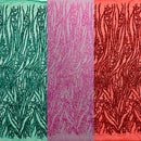Vine/Root Sequin 4 Way Stretch Mesh Fabric, by The Yard.