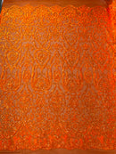 KING DAMASK SEQUIN STRETCH MESH FABRIC (By The Yard)