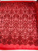 KING DAMASK SEQUIN STRETCH MESH FABRIC (By The Yard)