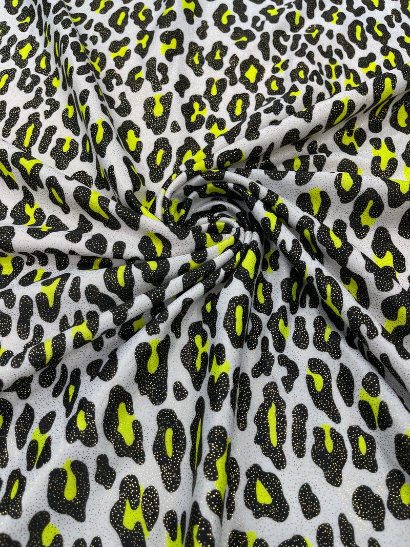 LEOPARD PRINT WITH FOIL STRETCH SPANDEX (by the yard)