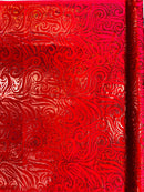 Holographic Foil Tribal Flame Design On A Stretch Velvet  Fabric. By The Yard