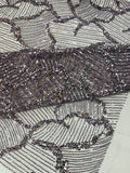 HEAVY BEADED LEAF DESIGN ON A MESH FABRIC (By The Yard)