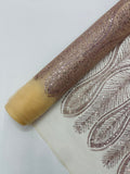 GLITTER FEATHER DAMASK DESIGN MESH LACE FABRIC (By The Yard)