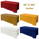 90" X 156" Rectangular Seamless Polyester Poplin Tablecloth, for Party/Wedding Tablecloth