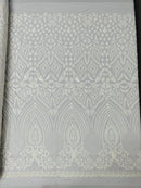 DIAMOND GEOMETRIC SEQUIN ON A STRETCH MESH FABRIC ( By The Yard)