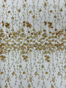 Satin 3D floral glitter sequin fabric/prom/wedding lace/costume/apparel.