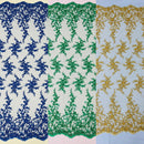 BIG FLORAL DAMASK BEADED MESH LACE FABRIC (By The Yard)