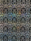 HOLOGRAPHIC DAMASK NYLON SPANDEX FABRIC (By The Yard)