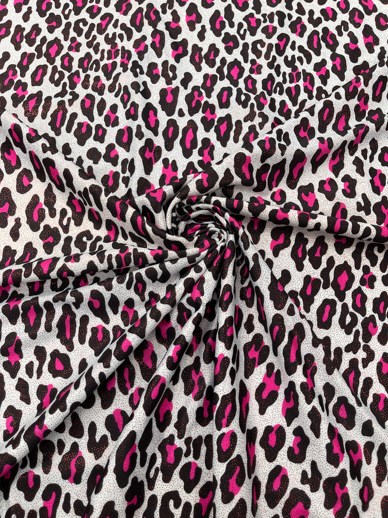 LEOPARD PRINT WITH FOIL STRETCH SPANDEX (by the yard)