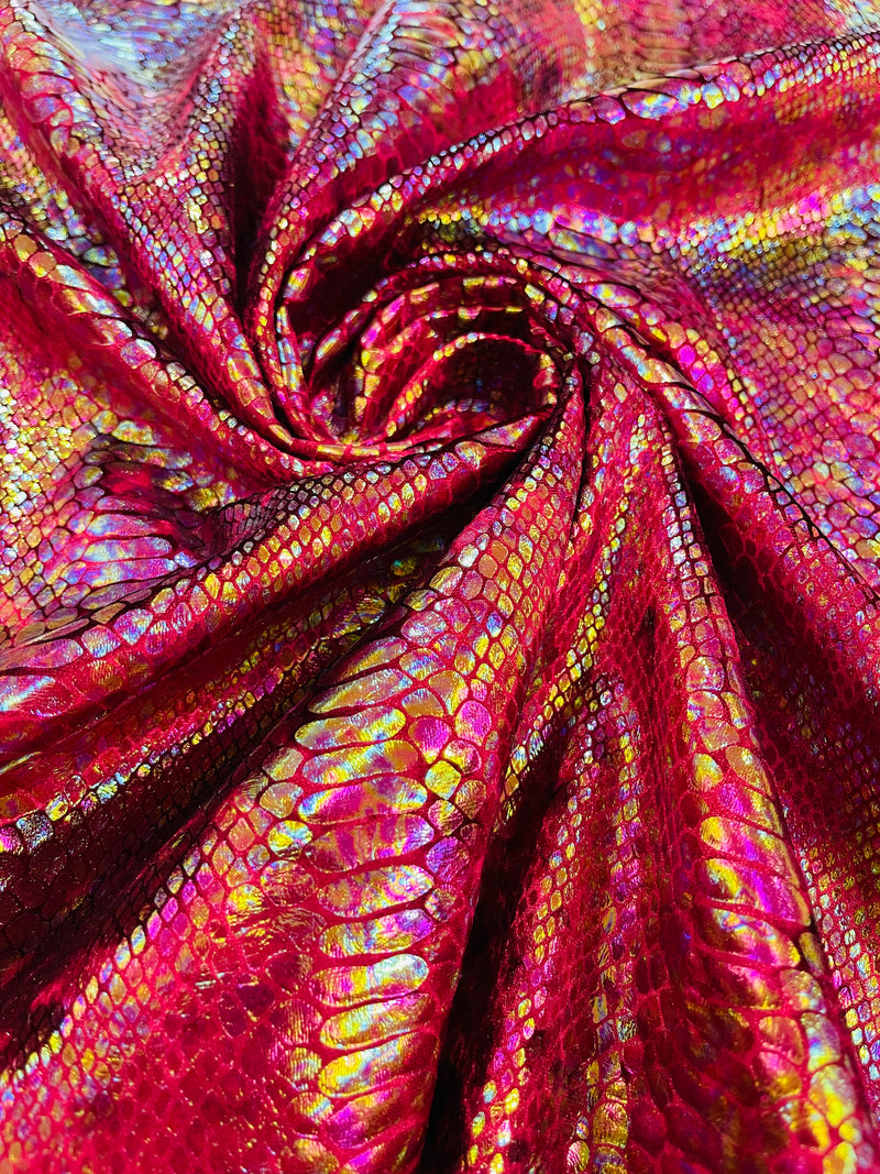 Illusion foil Snake design on a stretch velvet fabric-Sold by the yard