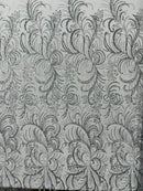 Vine Glitter Design On A Mesh Lace Fabric/Prom