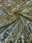 FOIL FLAME SPANDEX FABRIC (by the yard)