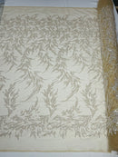 FASHION VINE BEADED LACE ON A MESH FABRIC (By The Yard)