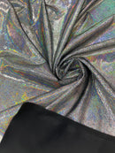 OIL SLICK IRIDESCENT FOGGY FOIL STRETCH VELVET FABRIC (By The Yard
